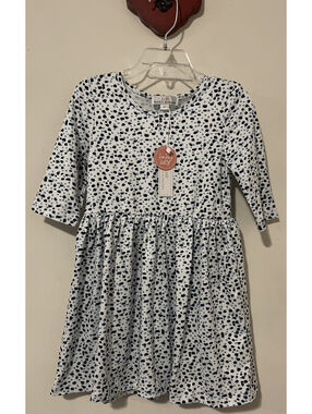 Baileys Blossoms Boutique Girls 3t White Dotted Stretch Pull-On Dress NWT A6271
